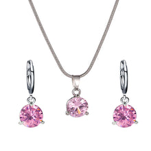 Load image into Gallery viewer, Luxury Round Multicolor Zircon Pendant Necklace Earrings Set for women Fashion Party Wedding accessories Gift Jewelry set