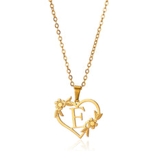 Load image into Gallery viewer, Gold Color Dainty Flower Initials Necklace Women Girl Stainless Steel Heart Letter Choker Necklace Best Gifts Alphabet Jewelry