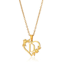 Load image into Gallery viewer, Gold Color Dainty Flower Initials Necklace Women Girl Stainless Steel Heart Letter Choker Necklace Best Gifts Alphabet Jewelry