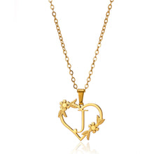 Load image into Gallery viewer, Gold Color Dainty Flower Initials Necklace Women Girl Stainless Steel Heart Letter Choker Necklace Best Gifts Alphabet Jewelry