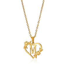 Load image into Gallery viewer, Gold Color Dainty Flower Initials Necklace Women Girl Stainless Steel Heart Letter Choker Necklace Best Gifts Alphabet Jewelry