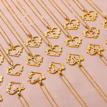 Load image into Gallery viewer, Gold Color Dainty Flower Initials Necklace Women Girl Stainless Steel Heart Letter Choker Necklace Best Gifts Alphabet Jewelry