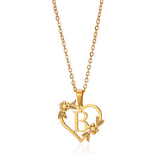 Load image into Gallery viewer, Gold Color Dainty Flower Initials Necklace Women Girl Stainless Steel Heart Letter Choker Necklace Best Gifts Alphabet Jewelry