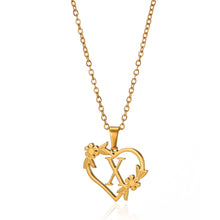 Load image into Gallery viewer, Gold Color Dainty Flower Initials Necklace Women Girl Stainless Steel Heart Letter Choker Necklace Best Gifts Alphabet Jewelry