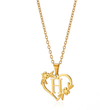 Load image into Gallery viewer, Gold Color Dainty Flower Initials Necklace Women Girl Stainless Steel Heart Letter Choker Necklace Best Gifts Alphabet Jewelry