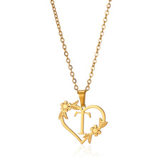 Load image into Gallery viewer, Gold Color Dainty Flower Initials Necklace Women Girl Stainless Steel Heart Letter Choker Necklace Best Gifts Alphabet Jewelry
