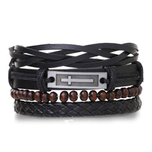 Load image into Gallery viewer, Multilayer Combination Braided Wrap Leather Bracelets for Men Vintage Life Tree Rudder Charm Wood Beads Ethnic Tribal Wristband Rope Bracelet