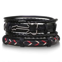 Load image into Gallery viewer, Multilayer Combination Braided Wrap Leather Bracelets for Men Vintage Life Tree Rudder Charm Wood Beads Ethnic Tribal Wristband Rope Bracelet