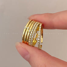 Load image into Gallery viewer, 2pcs/set Trendy Gold Color Simple Zircon Rings Set For Women Luxury Fashion Elegant Rings 2024 New Gifts And Party Jewelry