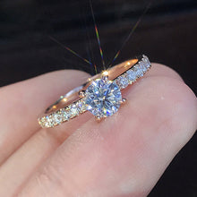 Load image into Gallery viewer, Classic Simple 4 Claws Design Round Zirconia Women Wedding Engagement Rings 3 Colors Available Bridal Jewelry