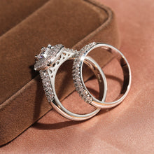 Load image into Gallery viewer, 2Pcs/set Fashion Wedding Ring Set for Women Dazzling Square Zirconia Luxury Lady Accessories Set Trendy Delicate Bridal Jewelry