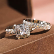 Load image into Gallery viewer, 2Pcs/set Fashion Wedding Ring Set for Women Dazzling Square Zirconia Luxury Lady Accessories Set Trendy Delicate Bridal Jewelry