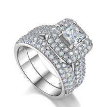 Load image into Gallery viewer, 2Pcs/set Fashion Wedding Ring Set for Women Dazzling Square Zirconia Luxury Lady Accessories Set Trendy Delicate Bridal Jewelry