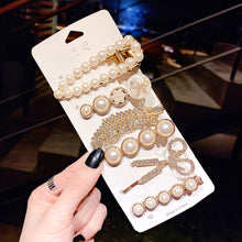 Load image into Gallery viewer, New Fashion 5/6pcs Set Pearl Hair Clip For Women Korean Hairpin Geometric Crystal Starfish Star Moon Butterfly Hair Barrettes Girl Hair Accessories Hairgrip