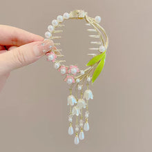 Load image into Gallery viewer, Elegant Tassel Hair Claw Rhinestone Pearl Flower Tassels Hair Clip Women Girl Ponytail Holder Hairpins Fringe Hair Accessories