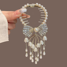 Load image into Gallery viewer, Elegant Tassel Hair Claw Rhinestone Pearl Flower Tassels Hair Clip Women Girl Ponytail Holder Hairpins Fringe Hair Accessories