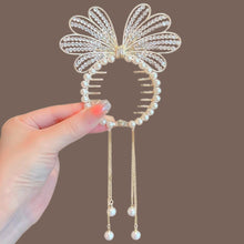 Load image into Gallery viewer, Elegant Tassel Hair Claw Rhinestone Pearl Flower Tassels Hair Clip Women Girl Ponytail Holder Hairpins Fringe Hair Accessories