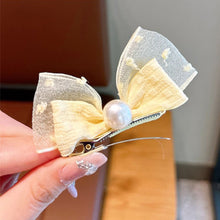 Load image into Gallery viewer, 2pcs/set New Spring/Summer Dopamine Mesh Pearl Bow Children's Hair Clip Cute Girl Ball Head Duck Mouth Hairpin Side Clip Hair Accessories Princess Hair Clip