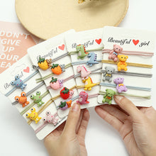 Load image into Gallery viewer, 5pcs/set Children's Rubber Hair Ties Cute Cartoon Elastic Hair Ropes Ponytail Holder Bands Strawberry Bear Dinosaur Hair Band Hair Accessories