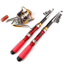 Load image into Gallery viewer, 1/1.2/1.5M Portable Retractable Fishing Rod Super Short Fiberglass Small Sea Rod Fishing Supplies-Red