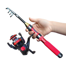 Load image into Gallery viewer, 1/1.2/1.5M Portable Retractable Fishing Rod Super Short Fiberglass Small Sea Rod Fishing Supplies-Red