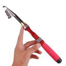 Load image into Gallery viewer, 1/1.2/1.5M Portable Retractable Fishing Rod Super Short Fiberglass Small Sea Rod Fishing Supplies-Red