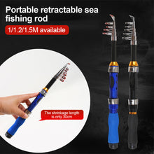 Load image into Gallery viewer, 1/1.2/1.5M Portable Retractable Fishing Rod Super Short Fiberglass Small Sea Rod Fishing Supplies - Blue/Black