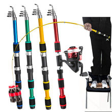 Load image into Gallery viewer, 1.8M Extendible Multi-Section Fishing Rod Portable Fiberglass Sea Fishing Casting Pole Fishing Gear Set