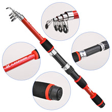 Load image into Gallery viewer, 1.8M Extendible Multi-Section Fishing Rod Portable Fiberglass Sea Fishing Casting Pole Fishing Gear Set
