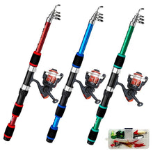 Load image into Gallery viewer, 1.8M Extendible Multi-Section Fishing Rod Portable Fiberglass Sea Fishing Casting Pole Fishing Gear Set