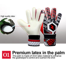 Load image into Gallery viewer, 1 Pair Football Goalkeeper Latex Gloves Anti-Collision Anti-Slip Breathable Finger Protectors Gloves Football Training Competition Protective Equipment