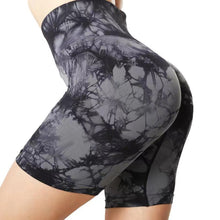 Load image into Gallery viewer, High-Waisted Tie-Dye Sports Yoga Pants Abdomen Tighten Hip Lift Fitness Seamless Stretch Shorts