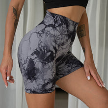 Load image into Gallery viewer, High-Waisted Tie-Dye Sports Yoga Pants Abdomen Tighten Hip Lift Fitness Seamless Stretch Shorts