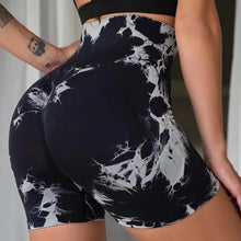Load image into Gallery viewer, High-Waisted Tie-Dye Sports Yoga Pants Abdomen Tighten Hip Lift Fitness Seamless Stretch Shorts