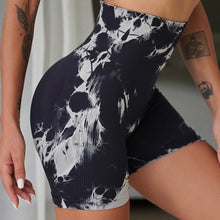 Load image into Gallery viewer, High-Waisted Tie-Dye Sports Yoga Pants Abdomen Tighten Hip Lift Fitness Seamless Stretch Shorts