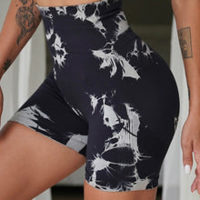Load image into Gallery viewer, High-Waisted Tie-Dye Sports Yoga Pants Abdomen Tighten Hip Lift Fitness Seamless Stretch Shorts