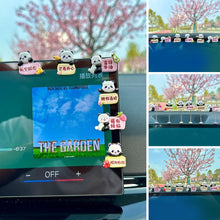 Load image into Gallery viewer, 6Pcs Car Rearview Mirror Decoration Center Console Resin Doll Ornament Small Cute Pandas Interior Accessories Bicycle Auto Ornament