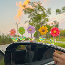 Load image into Gallery viewer, 5Pcs Cartoon Car Interior Shaking Head Sunflowers Ornament Decoration with Spring Shake Head Decor Double-sided Tape