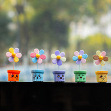 Load image into Gallery viewer, 5Pcs Cartoon Car Interior Shaking Head Colourful Flower Ornament Decoration Spring Shake Head Sunflowers Decor Double-sided Tape