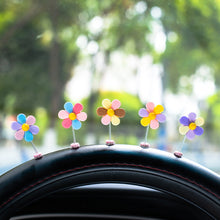 Load image into Gallery viewer, 5Pcs Cartoon Car Interior Shaking Head Colourful Flower Ornament Decoration Spring Shake Head Sunflowers Decor Double-sided Tape