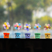 Load image into Gallery viewer, 5Pcs Cartoon Car Interior Shaking Head Colourful Flower Ornament Decoration Spring Shake Head Sunflowers Decor Double-sided Tape