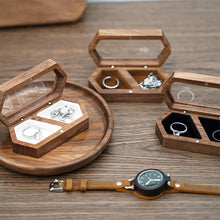 Load image into Gallery viewer, Ring Box Jewelry Storage Black Walnut Wooden Box Two Grids For Women Portable Storage Box Gift 2024 Trend Decoration