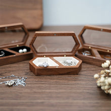 Load image into Gallery viewer, Ring Box Jewelry Storage Black Walnut Wooden Box Two Grids For Women Portable Storage Box Gift 2024 Trend Decoration