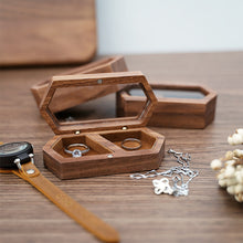 Load image into Gallery viewer, Ring Box Jewelry Storage Black Walnut Wooden Box Two Grids For Women Portable Storage Box Gift 2024 Trend Decoration
