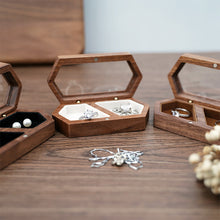 Load image into Gallery viewer, Ring Box Jewelry Storage Black Walnut Wooden Box Two Grids For Women Portable Storage Box Gift 2024 Trend Decoration