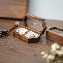 Load image into Gallery viewer, Ring Box Jewelry Storage Black Walnut Wooden Box Two Grids For Women Portable Storage Box Gift 2024 Trend Decoration