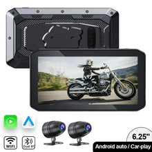 Load image into Gallery viewer, 6.25" Motorcycle CarPlay Motorcycle Navigation Screen Dual Bluetooth Wireless CarPlay Android Auto IP65 Waterproof 1200nit