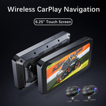 Load image into Gallery viewer, 6.25" Motorcycle CarPlay Motorcycle Navigation Screen Dual Bluetooth Wireless CarPlay Android Auto IP65 Waterproof 1200nit