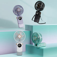 Load image into Gallery viewer, 1Pc 1200mAh USB Rechargeable Fan Portable Handheld Fold Office Desktop Folding Electric Digital Fan with Base Wind Cooling Fan