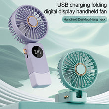 Load image into Gallery viewer, 1Pc 1200mAh USB Rechargeable Fan Portable Handheld Fold Office Desktop Folding Electric Digital Fan with Base Wind Cooling Fan